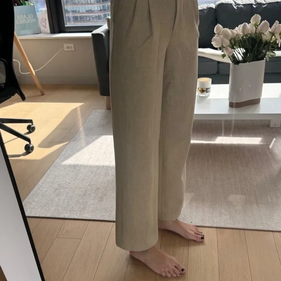 Aritzia Straight-Leg Pants in Light Beige - Picture 3 of 7